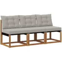 vidaXL 3 st Buiten Middelste sofa Massief acaciahout en Textilene-stof