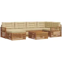 vidaXL Buiten bank set 7 st Natuurlijk en Beige