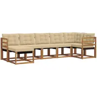 vidaXL Buiten bank set 7 st Natuurlijk en Beige