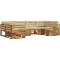 vidaXL Buiten bank set 6 st Natuurlijk en Beige Massief Acacia Hout