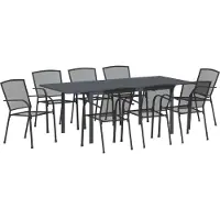 vidaXL Tuin Eettafel Set 9 pcs Antraciet Staal
