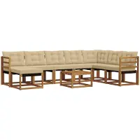 vidaXL Buiten bank set 9 st Natuurlijk en Beige