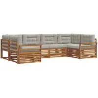 vidaXL Buiten bank set 6 st Natuurlijk en Licht Grijs