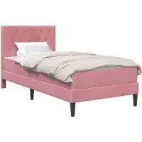 vidaXL Bedframe met matras met hoofdeinde Roze 100 x 200 cm Fluweel