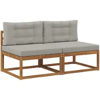 vidaXL Buiten Midden Sofa met kussen 2 Stuk Naturel
