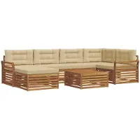 vidaXL Buiten bank set 7 st Natuurlijk en Beige