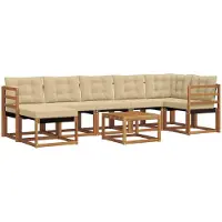 vidaXL Buiten bank set 8 st Natuurlijk en Beige