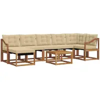 vidaXL Buiten bank set 8 st Natuurlijk en Beige