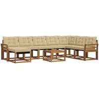 vidaXL Buiten bank set 9 st Natuurlijk en Beige