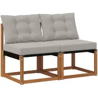 vidaXL 2 st Buiten Middelste sofa Massief acaciahout en Textilene-stof