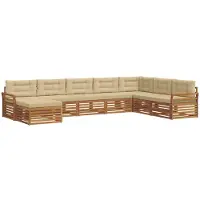 vidaXL Buiten bank set 8 st Natuurlijk en Beige Massief Acacia Hout
