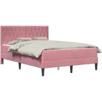 vidaXL Bedframe met matras met hoofdeinde Roze 160 x 200 cm Fluweel