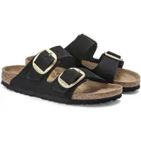 Birkenstock Arizona - Big Buckle - Nubuck Leather - Unisex - Zwart - Slippers - Narrow - Maat 42 (4061417891564)