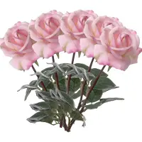 Top Art Kunstbloem roos Caroline - 5x - roze - 70 cm - zijde - kunststof steel - decoratie bloemen