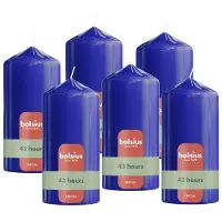 Bolsius - Glanzende Stompkaarsen - 6 Stuks - Blauw - 13cm - 43 branduren