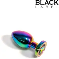 Black Label - Metalen Buttplug met Siersteen - Rainbow