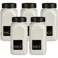 Mica Decorations decoratie zand - 5x - 650ml - wit - hobby zandkorrels - sierzand - voor windlichten