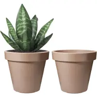 Pro Garden Bloempot - 2x - mokka bruin - rond - D25 cm - kunststof - plantenpot - tuin buiten