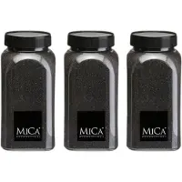 Mica Decorations decoratie zand - 3x - 650ml - zwart - hobby zandkorrels - sierzand - voor windlichten