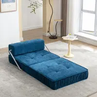 STILVORA Slaapbank 186 x 93 cm - Opvouwbaar 2-in-1 Met Modulaire Opstelling - Voor Woonkamer En Logeerkamer - Chenille Blauw
