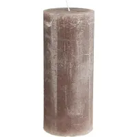 Viana Grote bruine pilaarkaarsen, effen kleur rookbruin, rustiek design, 100