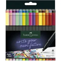 Faber-Castell fineliner - Grip - schrijfbreedte 0,4mm - etui 30 stuks - pastel + neon + basic kleuren - FC-151630
