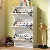 Sweiko Schoenenkast - 3 klepdeuren - 60 x 24 x 114 cm - Wit