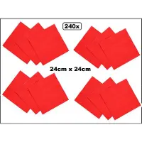 Wefiesta 240x Servetten rood 24cm x 24cm - 3 laags - Cocktail servet diner eten knoeien restaurant BBQ thema feest verjaardag feest WK