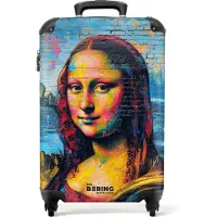 NoBoringSuitcases.com - Handbagage koffer lichtgewicht - Reiskoffer trolley - Kleurrijke Mona Lisa in graffiti stijl - Rolkoffer met wieltjes - Past binnen 55x40x20 en 55x35x25