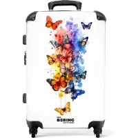 NoBoringSuitcases.com - Kinderkoffer groot - Kindertrolley koffer - Kleurrijke vlinders met verfspetters - Rolkoffer lichtgewicht - Reiskoffer met 4 wielen - Grote trolley XL - 20 kg bagage
