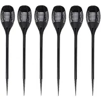 Lifetime Garden Solar LED tuinfakkels - Set van 6x stuks - zwart - 77 cm - Tuinverlichting - LED fakkels