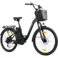 TTGO Elektrische Fiets C2 Pro - 250W Motor - 36V 18Ah Accu - Bereik 80-120km - 26" Banden Elektrische Stadsfiets - Shimano 7-Speed - 25km/u - Zwart