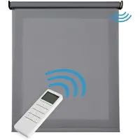 STORESDECO - Motorgecontroleerd Screen rolgordijn met aluminium afwerkingen, donkergrijs 80x250 cm