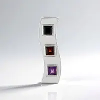 Cavill - Zilver Hanger met Zwarte Spinel, Granaat & Amethist - 925 Sterling Zilver - Carré Edelstenen - MONOSONO Collectie - Elegant & Tijdloos