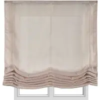 STORESDECO - Vouwgordijn effen zonder stokken, basis doorschijnend, Beige 90x175 cm