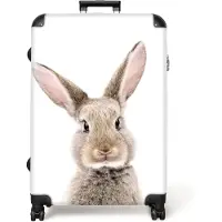 NoBoringSuitcases.com - Koffer groot - Reiskoffer lichtgewicht - Konijn - Dieren - Natuur - Bruin - Rolkoffer met 4 wielen - Grote trolley XL - 98 liter bagage