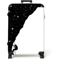 NoBoringSuitcases.com - Koffer groot - Reiskoffer lichtgewicht - Nacht - Klimmen - Sterren - Zwart - Wit - Rolkoffer met 4 wielen - Grote trolley XL - 98 liter bagage
