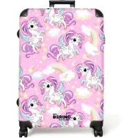 NoBoringSuitcases.com - Koffer groot - Reiskoffer lichtgewicht - Magische eenhoorns en regenbogen - Rolkoffer met 4 wielen - Grote trolley XL - 98 liter bagage