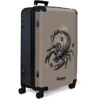 NoBoringSuitcases.com - Koffer groot - Reiskoffer lichtgewicht - Bruin met zwarte schorpioen - Rolkoffer met 4 wielen - Grote trolley XL - 98 liter bagage