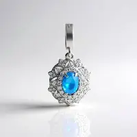 Cavill - 925 Sterling Zilveren Hanger - 0,399 ct Blauwe Ethiopische Opaal - Pavé Cambodjaanse Zirkonia - Elegant 26x13 mm