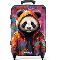 NoBoringSuitcases.com - Kinderkoffer jongen - Graffiti panda - Kindertrolley jongens - Koffer groot - Rolkoffer lichtgewicht - Reiskoffer met 4 wielen - Grote trolley XL - 20 kg bagage