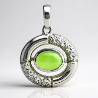 Cavill - Zilveren hanger 925 Sterling met keizerlijk chrysopraas 0,48 ct en 26 witte topaas 0,371 ct - elegant groene ovale cabochon 24x17 mm