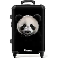 NoBoringSuitcases.com - Koffer groot - Rolkoffer lichtgewicht - Pandabeer portret op zwarte achtergrond - Reiskoffer met 4 wielen - Grote trolley XL - 20 kg bagage