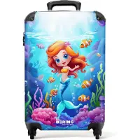 NoBoringSuitcases.com - Kinderkoffer - Kindertrolley - Zeemeermin - Oceaan - Handbagage koffer lichtgewicht - Reiskoffer trolley - Rolkoffer met wieltjes - Past binnen 55x40x20 en 55x35x25