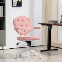 MODFU Bureaustoel - Verstelbare Hoogte En Kantelfunctie - Voor Thuiskantoor - Polyester - Roze - 63 X 61,5 X 93-101 Cm