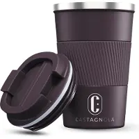 Castagnola Thermosbeker - Koffiebeker To Go - Travel Mug voor Koffie en Thee - Theebeker - 380 ML - RVS - Bruin