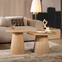 Bronx Salontafels Ash set van 2 Ø50 en Ø62 cm blank eiken - Salontafel rond