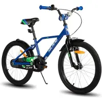 Hiland Stoere Jongensfiets - 20 Inch - Met Zijwieltjes & Standaard - Handrem & Terugtraprem - Blauw - Geschikt voor buitenactiviteiten in de lente