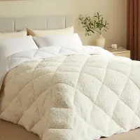 Casabel Sherpa dekbed 220x240cm, 450gsm, omkeerbaar polyester, behaaglijke sherpa-zijde of koele microvezelzijde, ademend, wasbaar