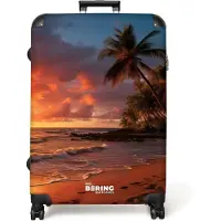 NoBoringSuitcases.com - Koffer groot - Reiskoffer lichtgewicht - Strand met palmboom bij zonsondergang - Rolkoffer met 4 wielen - Grote trolley XL - 98 liter bagage